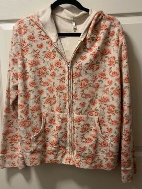 White Stag Women’s Floral Zip Hoodie Jacket Cottage core Rose Print Size XL